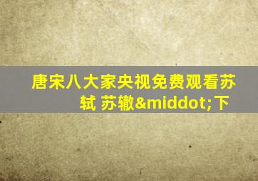 唐宋八大家央视免费观看苏轼 苏辙·下